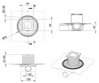 Душевой трап Berges Zentrum Norma 091362 10см хром глянец